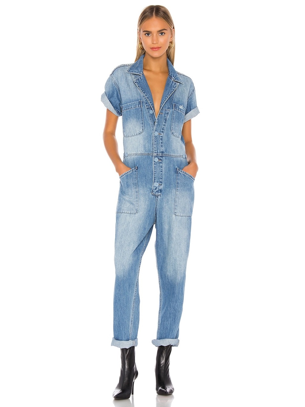 Pistola Grover Field Suit Light Blue Denim Jumpsuit Jeans Utility Style